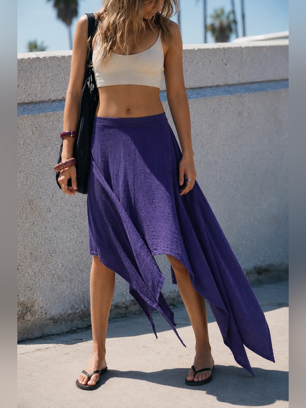 Free People Free-est Indigo Asymmetric Hem Sweater Skirt in Plummery Size M NWT